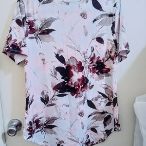 LuLaRoe Floral Tunic Top - Pink and Brown